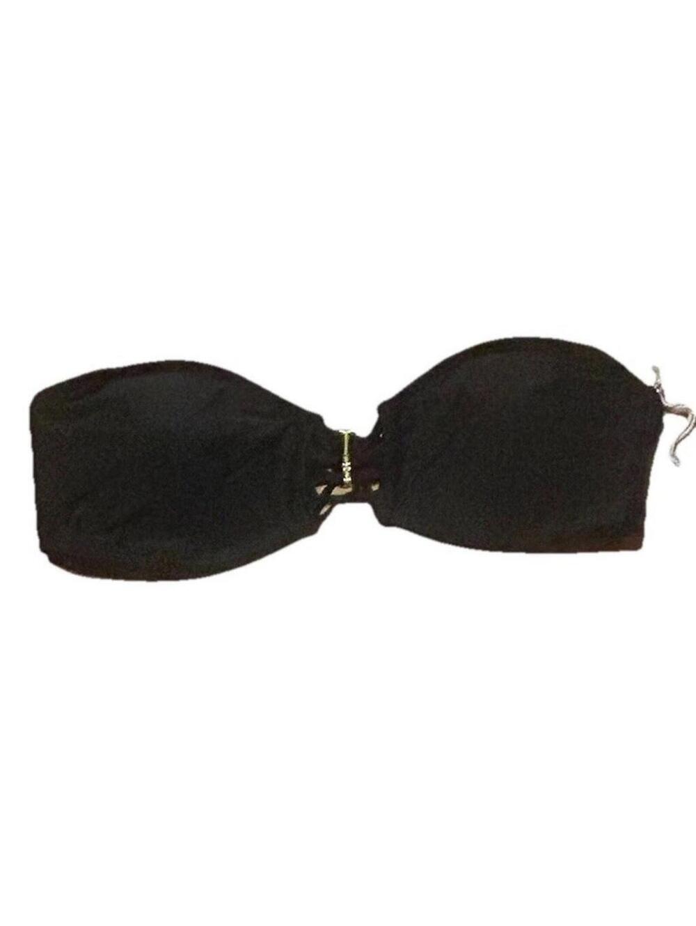 Forever 21 Womens Size L Bikini Top Black Bandeau Lined Strapless